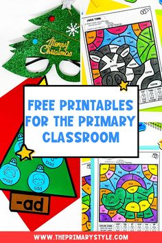 free printables for the primary classroom to help students learn colors and shapes with this christmas themed activity