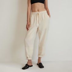 The Linen Pull-On Barrel Pant Canvas – Everlane Utility Barrel Pant, Barrel Pants, Summer Jumpsuit Casual, Look Put Together, Bow Detail Dress, Wide Leg Cropped Pants, Lazy Days, Black Dress Pants, Grey Women