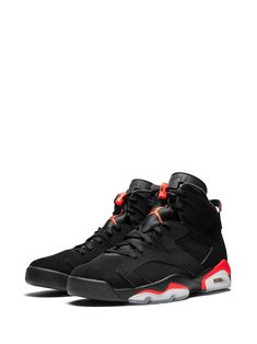 the nike air jordan 6 retro is available in black and infrared orange