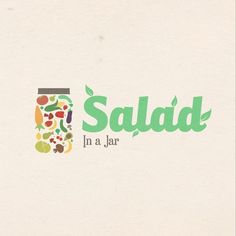 the logo for salad in a jar is shown on a white paper with green lettering