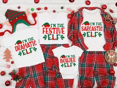 Looking for the perfect way to show your Elf family pride this Christmas? Look no further than our personalized elf shirt! This shirt features a colorful design of elves, snowflakes, and trees on a white background. It's made from 100% cotton and is sure to keep you warm all winter long. Plus, it makes a great gift for any family member who loves Christmas! Order yours today! * High quality and super soft, comfortable shirt. Made with the DTF (direct to film) and pressed with a professional grad Elf T Shirt, Elf Shirt, Matching Christmas Shirts, Family Shirts Matching, Group Shirts, Family Christmas Pajamas, Family Christmas Shirts, Christmas Family, Christmas Tees