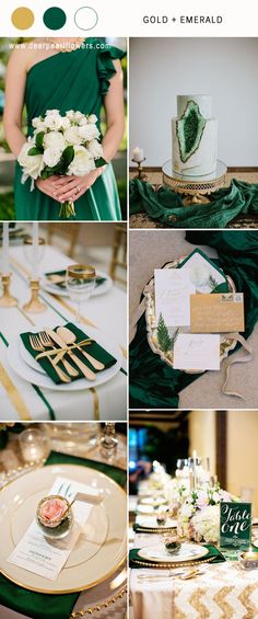 green and gold wedding color scheme