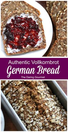 an image of german bread with cranberry toppings on it and the words authentic vollkornbrot