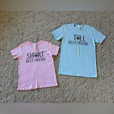 Nwot Bella + Canvas Tall Best Friend (Womens S), Short Best Friend (Kids L 14-16) Matching Tees. Never Worn, Didn’t Arrive In Time For School Function. Super Cute For Twin Day. Smoke Free, Pet Free Home. Pink Family Matching Shirt For Summer, Pink Short Sleeve Family Matching Shirt, Family Matching Pre-shrunk Pink Tops, Matching Pink Tops With Letter Print, Pink Matching Tops With Letter Print, Pink Tops With Letter Print, Pink Crew Neck T-shirt, Pink Crew Neck Shirt For Family Matching, School Function