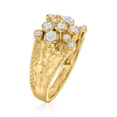 Ross-Simons - .10 ct. t. w. Diamond Bubble Ring in 18kt Gold Over Sterling. Size 5. An RS exclusive. Our stylish ring has an effervescent personality! It features bubbles of .10 ct. t. w. diamond clusters in white rhodium set on a hammered and polished beaded-edge band of 18kt yellow gold over sterling silver. 3/8" wide. Diamond bubble ring. Diamond birthstones are the perfect gift for April birthdays. Diamond Bubble Ring, Bubble Ring, Beaded Edge, Jewelry Set Design, Diamond Birthstone, Stylish Rings, Sterling Jewelry, Ring Diamond, Diamond Cluster