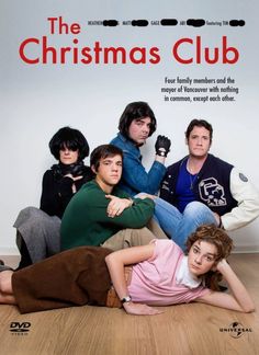 the christmas club movie poster with four young men and one woman laying on the floor