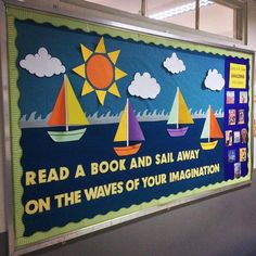 a bulletin board with sail boats on it