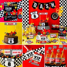 race car party kit for 8 people