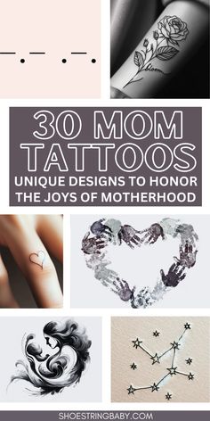 the cover of 30 mom tattoos unique designs to honor the joys of motherhood