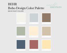 the color palette for behrr's design color palettes is shown in different shades