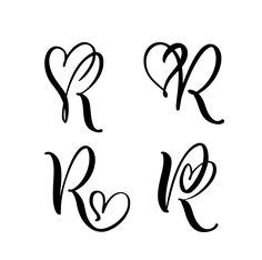 the letters are drawn in different styles and sizes, with hearts on each letter's side