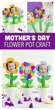 mother's day flower pot craft for kids to make with flowers and paper plates