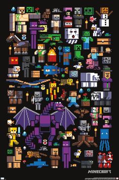 an image of pixel art that looks like it has many different characters on it, including the