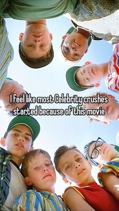 a group of kids standing in a circle with the caption i feel like most celebrity crushes started because of this movie