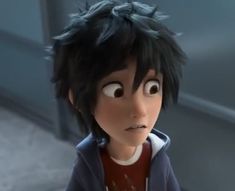 an animated character with black hair and big eyes