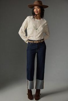 Cuffed Jeans Outfit, Anthropologie Clothing, Jeans Outfit Fall, Western Outfits Women, Fashion For Women Over 40, Cuffed Jeans, Classic Wardrobe, New Today, Boho Blouses