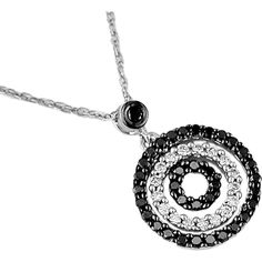 Royal 14K White Gold Black Diamond & Diamond Pendant - 0.42 Carat Total Diamond Weight Black Cubic Zirconia Jewelry With Diamond Cut, Luxury Black Necklace With Brilliant Cut, Round Black Jewelry With Diamond Cut, Black Round Jewelry With Diamond Cut, Black Diamond Jewelry With Brilliant Cut, Black Diamond Jewelry With Pave Setting, Black Round Cut Jewelry With Pave Setting, Elegant Black Round Diamond Necklace, Fine Jewelry Black Diamond Necklace