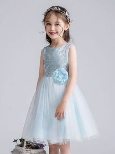 Sleeveless Blue Tutu Dress For Dress-up, Light Blue Sleeveless Princess Dress For Party, Light Blue Sleeveless Tutu Party Dress, Spring Princess Sleeveless Tulle Dress, Light Blue Sleeveless Princess Dress For Summer, Blue Floral Applique Sleeveless Dress, Light Blue Tulle Dress With Floral Applique, Sleeveless Blue Dress With Floral Applique, Blue Sleeveless Dress With Floral Applique