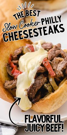 the best slow cooker phily cheese steaks