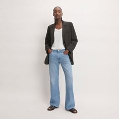 The new way to bootcut. The Slouch Bootcut Jean combines a classic bootcut silhouette that kicks out a little at the ankle, a 31” full length inseam, with a slouchy, relaxed fit. Sitting as a mid-rise and fastening with a zipper fly, they’re made with our softest organic cotton and TENCEL™ with REFIBRA™ blend denim for a comfortable take on this iconic jean style. Organic cotton uses crop rotation, cover crops, and organic fertilizers instead of toxic chemical fertilizers or pesticides—which Mid-rise Flare Jeans For Everyday In Fall, Elegant Full Length Flare Jeans For Work, Elegant Wide Leg Flare Jeans For Fall, Business Casual Full-length Jeans For Spring, Business Casual Full Length Jeans For Spring, Classic Full-length Flare Jeans For Work, Classic Flare Full Length Jeans For Work, Classic Full Length Flare Jeans For Work, Classic Full Length Flare Jeans For Spring