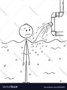 a stick figure is spraying water from a faucet