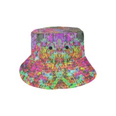 This Great Summer Bucket Hat features a Psychedelic Tropical Festival Garden Sunrise Original Design and will keep the Sun off your face on your trips to the Beach! The Unisex construction make it perfect for Women, Men, Teens and Tweens. Made from Chino Cotton Twill – these bucket hats are soft, comfortable, and fun! This Original Digital Oil Painting by My Rubio Garden features a Psychedelic Tropical Festival Garden Sunrise in Rainbow colors including vivid hot pink, orange, blue, red and mage Tropical Festival, Festival Garden, Summer Bucket Hat, Garden Features, Summer Bucket, Bucket Hats, Pink Orange, Rainbow Colors, Cotton Twill