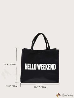 BirdinBag - Printed Canvas Tote Bag - Stylish and Versatile Letter Bag, Hello Weekend, Printed Canvas Tote Bag, Printed Canvas, Handle Bag, Canvas Tote Bag, Canvas Tote, Top Handle, Top Handle Bag