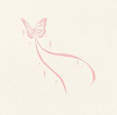 a drawing of a pink butterfly on white paper