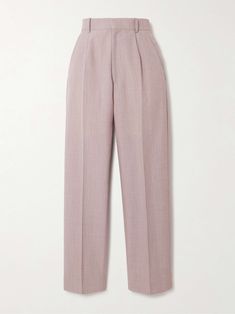 VICTORIA BECKHAM Pleated woven tapered pants Victoria Beckham Collection, Victoria Beckham Outfits, Tapered Pants, White Blouse, Victoria Beckham, Tapered Legs, Women Collection, Work Outfit, Pants Set