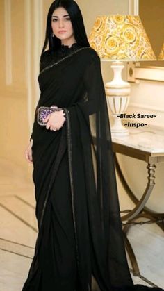 Black Sari, Sarees For Girls, Saree Wearing Styles, Ritu Kumar, Fancy Sarees Party Wear, Pakistani Dresses Casual, Pakistani Fashion Party Wear, Indian Fashion Saree, Saree Designs Party Wear