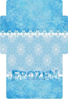 an open box with the word frozen on it and snowflakes in front of it