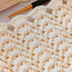 the crochet pattern is being worked on