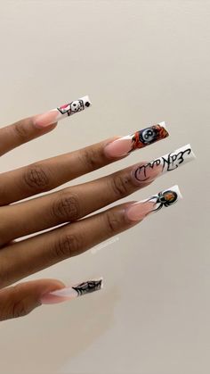 Ed Hardy Inspired Nails, Ed Hardy Nail Designs, Hype Beast Nails, Rip Nails, Ed Hardy Nails, Holloween Nails, Work Nails