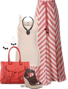 Cute outfit on Polyvore Tlc Waterfalls, Summer Outfits 2015, Chevron Maxi Skirts, Modern Skirt, 2015 Outfits, Long Clothes, Maxi Skirt Dress, Clothes Summer, Cute Summer Outfits