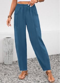 Color:Peacock Blue;Size:S;Size:M;Size:L;Size:XL;Size:XXL;Package Contents:1 X Pants; Color Peacock, Summer Items, Denim Jean Skirt, Travel Pants, Blue Jumpsuits, Lovely Tops, Red Jumpsuit, White Square, Colored Pants