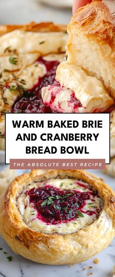 Image for Warm Baked Brie and Cranberry Bread Bowl Brie And Cranberry Bread Bowl, Bri Bread Bowl, Brie Bowl Bread, Maple Cranberry Baked Brie, Cranberry Brie Sourdough Bread, Sourdough Bread Appetizer, Baked Brie In Bread Bowl, Baked Brie And Cranberry, Brie Recipes Easy