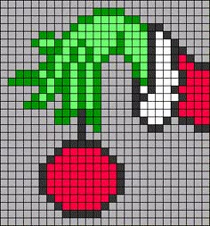 an image of a cross stitch pattern with two cherries on the top and one cherry on the bottom