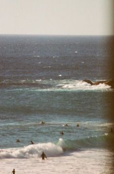 several people are in the ocean with surfboards