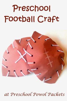 two pieces of paper with the words preschool football craft on them