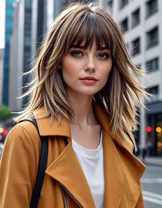 33 Stunning Layered Hair With Curtain Bangs Styles You Need To Try! - Glamour Corner Full Bangs With Medium Hair, Long Blonde Shag With Bangs, Balayage Bangs Blonde, Hair Styles Medium Length With Bangs, Womens Bangs Haircut, Blonde Hair Fringe Bangs, Hairstyles Medium Length With Bangs, Medium Hairstyle Women With Bangs, Layered Haircuts For Medium Hair With Bangs