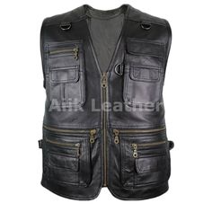 Men's Hunting Fishing Work Utility Vest Military Waistcoat Safari Travel Vest Workwear Leather Biker Motorcycle Leather Waistcoat For Men's *return policy* We do not compromise on quality and comfort. Return and Refund Policy: This item includes a 100% Money Back Guarantee! If you are not completely satisfied with your purchase for any reason, you received damaged, faulty product or you did not receive the size that you originally ordered, just send it back to our return address and we will issu Military Black Outerwear For Hunting, Military Vest With Multiple Pockets For Winter, Black Hunting Outerwear With Pockets, Outdoor Leather Vest With Pockets, Black Outerwear With Pockets For Adventure, Rugged Black Outerwear With Pockets, Black Military Vest With Pockets, Fall Biker Vest Outerwear, Fall Biker Vest