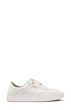 Bring retro nostalgia to your weekend looks with this lace-up sneaker featuring a cushy gel insert and a washabled footbed for easy cleaning. Removable, cushioned insole with arch support Leather upper/textile lining/rubber sole Imported White Lace-up Sneakers With Woven Sole, White Sole Lace-up Sneakers With Arch Support, White Non-slip Leather Sneakers, Sneakers White, Easy Cleaning, Womens Sneakers, Leather Upper, Nordstrom, Lace Up