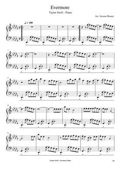 sheet music with the words evermore on it