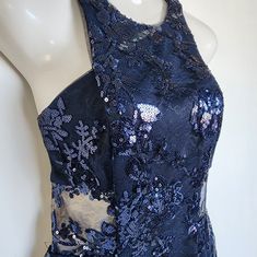 Gb Navy Blue Floral Sequin Dress Sheer Sides With Sequin Decorations That Make This Dress Look Gorgeous. Back Zipper. New With Tags Add To A Bundle And Save On Shipping Costs Blue Sequined Mini Dress For Wedding, Navy Fitted Party Dress, Formal Blue Sequined Mini Dress, Blue Formal Mini Dress With Sequins, Formal Blue Mini Dress With Sequins, Resort Maxi Dress, Coral Lace, Black Striped Dress, Sequin Decor