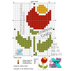 a cross stitch pattern with a flower on it