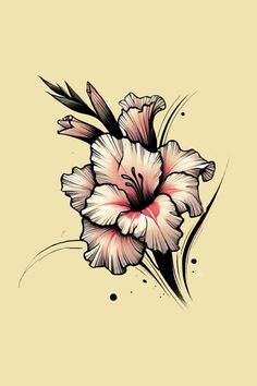 a drawing of a flower on a beige background