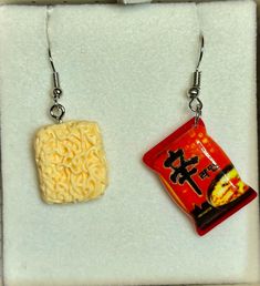 Adorable Korean spicy Shin Ramen Earrings. Ramen Earrings, Shin Ramen, Setting Powder, Atlanta Ga, Ramen, Jewelry Earrings Dangle, Etsy Earrings, Atlanta, Dangle Drop Earrings