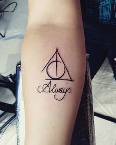 a harry potter tattoo with the word always on it