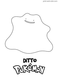 a drawing of a cartoon character with the words dtto pokemon in black and white