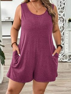 Christmas Burgundy, Burgundy Jumpsuit, Pocket Jumpsuit, Vestido Plus Size, Red Jumpsuit, Plus Size Jumpsuit, Casual Jumpsuit, Sleeveless Jumpsuits, Mom Outfits